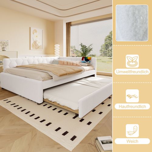 Lit Enfant 140x200 Cm En Velours Avec Canapé-lit Extensible, Lampe Et Ports USB/type-c, Rose