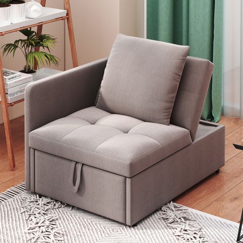 Canapé-lit 3-en-1 En Tissu Avec Dossier Réglable Et Coussin, Compact Pour Petits Espaces