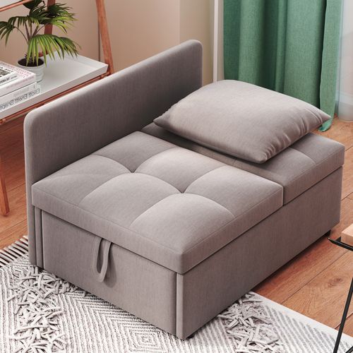 Canapé-lit 3-en-1 En Tissu Avec Dossier Réglable Et Coussin, Compact Pour Petits Espaces