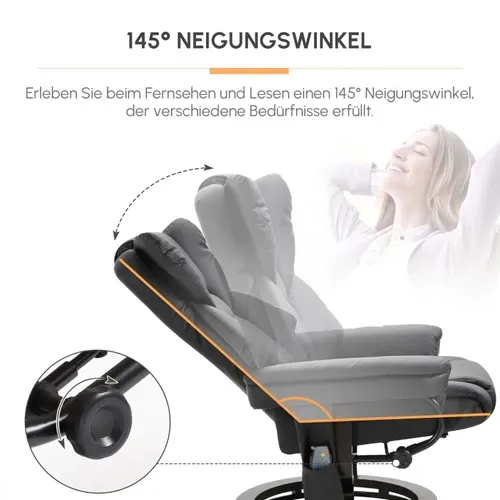 Fauteuil De Massage Inclinable Avec Repose-pieds, Cuir Synthétique Noir