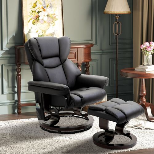 Fauteuil De Massage Inclinable Avec Repose-pieds, Cuir Synthétique Noir