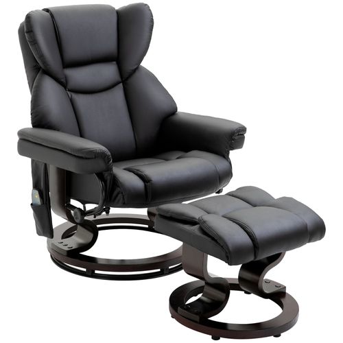 Fauteuil De Massage Inclinable Avec Repose-pieds, Cuir Synthétique Noir