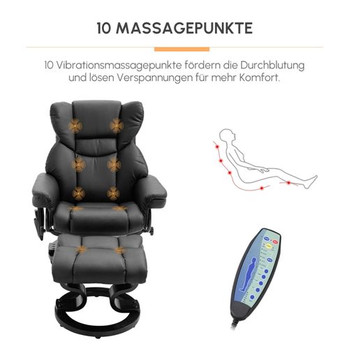 Fauteuil De Massage Inclinable Avec Repose-pieds, Cuir Synthétique Noir