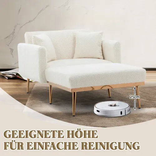 Fauteuil Moderne Relax Inclinable 3 Positions, Convertible En Lit, Tissu Peluche