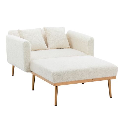Fauteuil Moderne Relax Inclinable 3 Positions, Convertible En Lit, Tissu Peluche