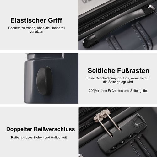 Valise Rigide Cabine 4 Roues Silencieuses, Abs, Cadenas à Code, Noir-gris Dégradé, L 24"