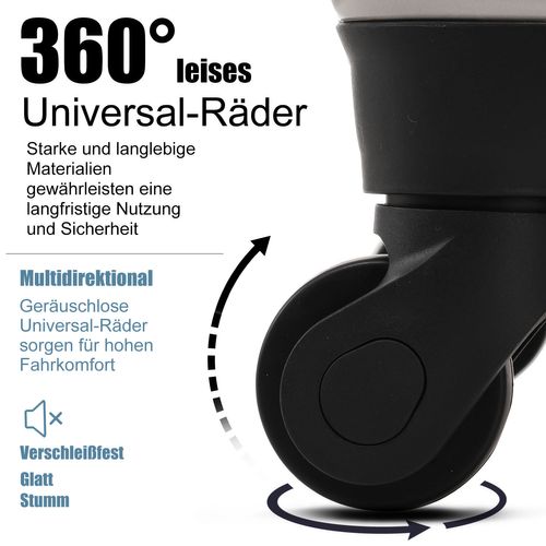 Valise Rigide Cabine 4 Roues Silencieuses, Abs, Cadenas à Code, Noir-gris Dégradé, L 24"