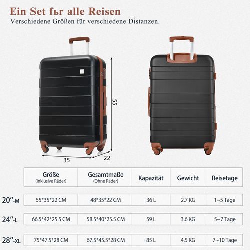 MONZANA® Valise rigide Exopack champagne Taille M Serrure TSA 4 Roues 360° Poignée télescopique