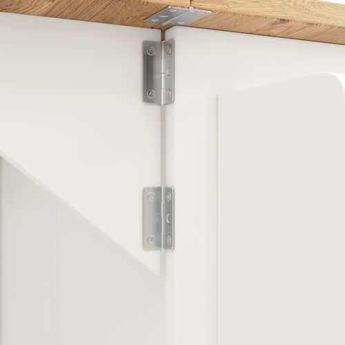 Îlot De Cuisine Blanc Avec Table Rabattable, Rangements Modulables Et Roulettes