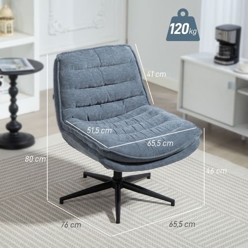 Chaise De Bureau Sans Accoudoirs Avec Assise Large, Hauteur Réglable, Velours Lin Gris Foncé