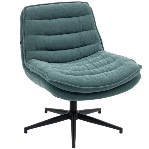 Chaise De Bureau Sans Accoudoirs Avec Assise Large, Hauteur Réglable, Velours Lin Vert Foncé