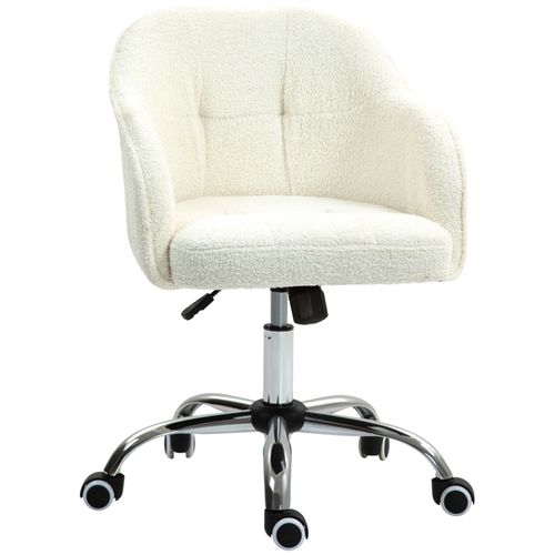 Fauteuil De Bureau Ergonomique En Velours Teddy, Réglable En Hauteur, Crème