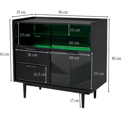 Armoire De Bureau 80 Cm Avec Porte Vitrée Et éclairage LED Multicolore