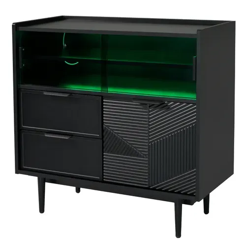 Armoire De Bureau 80 Cm Avec Porte Vitrée Et éclairage LED Multicolore