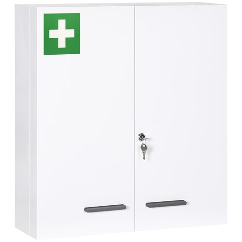 Armoire à Pharmacie Murale 2 Portes En Acier Blanc 55x18x60 Cm Sécurisée