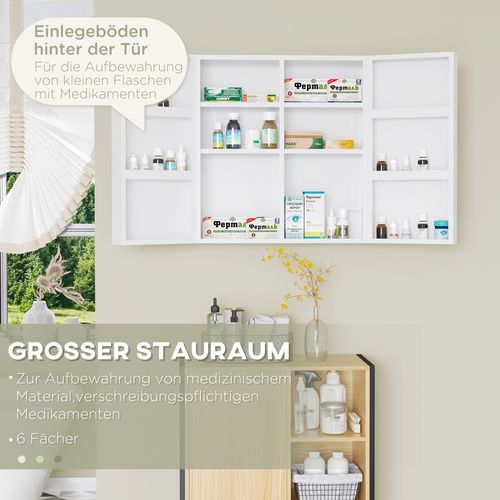 Armoire à Pharmacie Murale 2 Portes En Acier Blanc 55x18x60 Cm Sécurisée