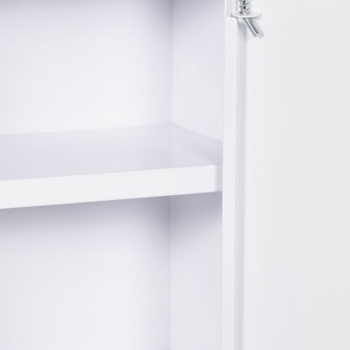 Armoire à Pharmacie Murale Blanche En Acier Avec Serrure, 3 étagères, 30x14x46 Cm