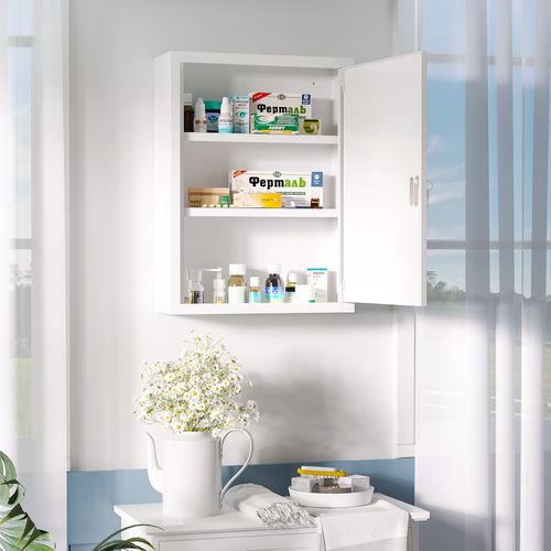 Armoire à Pharmacie Murale Verrouillable En Acier Blanc 40x15x53,5 Cm