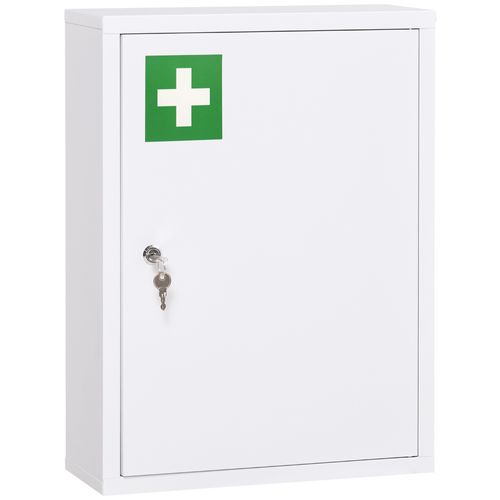 Armoire à Pharmacie Murale Verrouillable En Acier Blanc 40x15x53,5 Cm