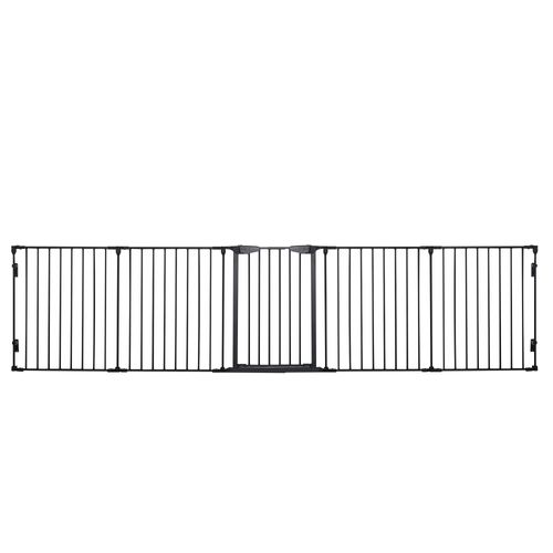 Parc Modulable Pliable 2-en-1 Avec Porte Pour Chiots Petits Et Moyens, Métal Noir