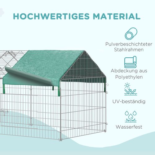 Enclos Extérieur Pliable En Acier Pour Petits Animaux Avec Toit, 220x103x103 Cm