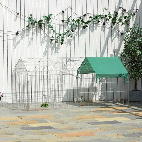 Enclos Extérieur Pliable En Acier Pour Petits Animaux Avec Toit, 220x103x103 Cm