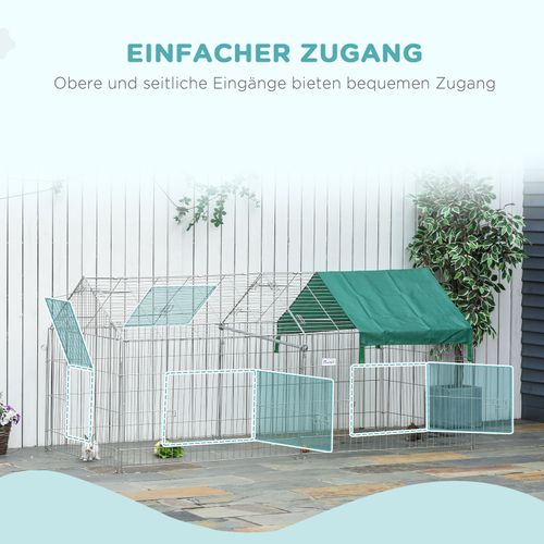 Enclos Extérieur Pliable En Acier Pour Petits Animaux Avec Toit, 220x103x103 Cm