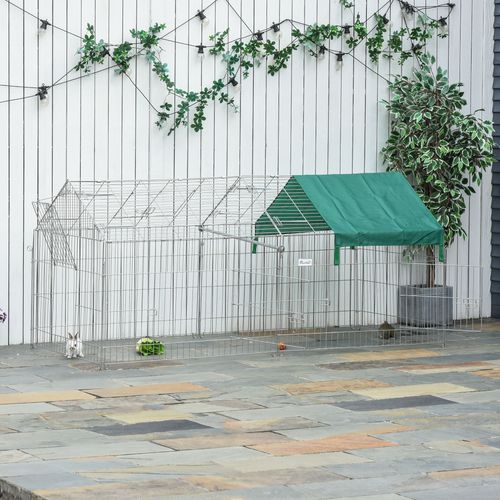 Enclos Extérieur Pliable En Acier Pour Petits Animaux Avec Toit, 220x103x103 Cm