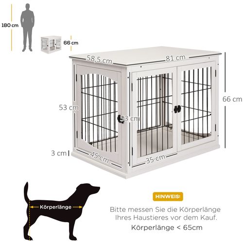 Maison De Transport Pour Chiens Mdf Et Métal, 81 X 58,5 X 66 Cm, Design Moderne Blanc