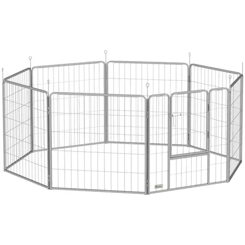 Parc Modulable Pliable Pour Chiots Et Petits Animaux, Acier Inoxydable, 80 Cm Haut