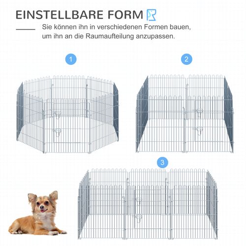 Enclos Modulable Pour Chiots 8 Pièces, 63x76 Cm, Robuste Et Sécurisé