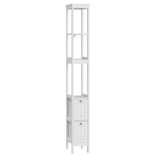 Colonne De Rangement étroite Blanche 20x30x160 Cm Avec Tiroirs Et étagères