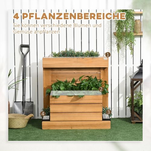 Jardinière Surélevée Bois Avec 4 Bacs Et Système D’auto-arrosage 79,5x49,5x80 Cm