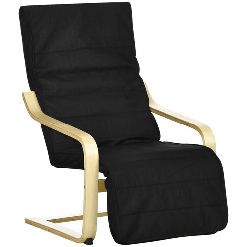 Fauteuil Relax Suspendu Avec Repose-pieds Réglable, Lin Et Bois De Bouleau Noir