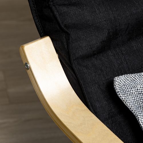 Fauteuil Relax Suspendu Avec Repose-pieds Réglable, Lin Et Bois De Bouleau Noir