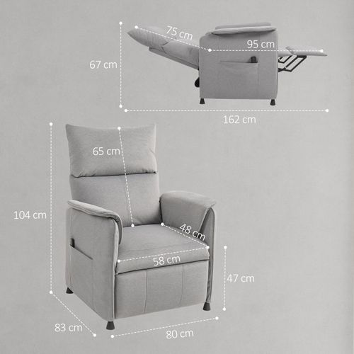 Fauteuil Relax Électrique - Fonction Mémoire - Inclinable 160° - Tissu