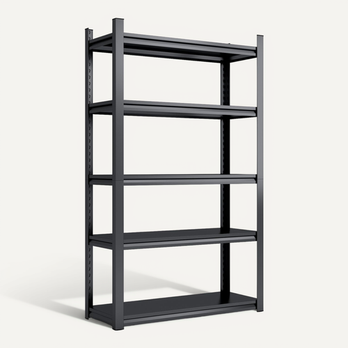 étagère Lourde En Métal 5 Niveaux, 650 Kg Capacité, Réglable, 198x120x45,7 Cm, Noir