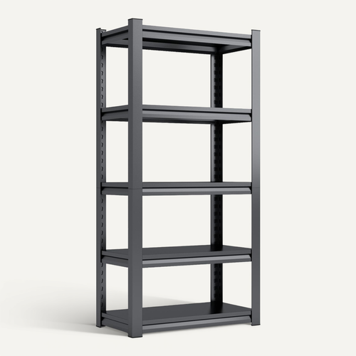 étagère Lourde 5 Niveaux Réglable, Métal Noir 183x90x40 Cm, 650 Kg Capacité