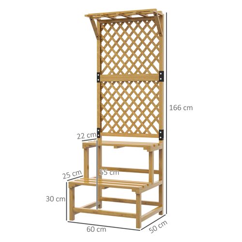 Étagère à Plantes En Bois à 2 Niveaux Avec Treillis, Pour Jardin Et Terrasse 60x50x166 Cm Jaune