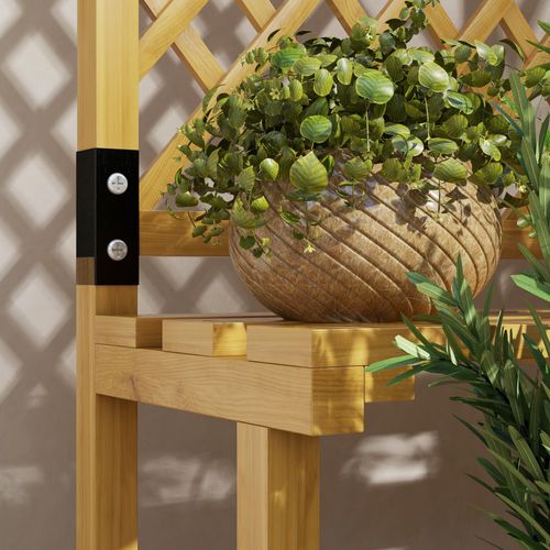 Étagère à Plantes En Bois à 2 Niveaux Avec Treillis, Pour Jardin Et Terrasse 60x50x166 Cm Jaune