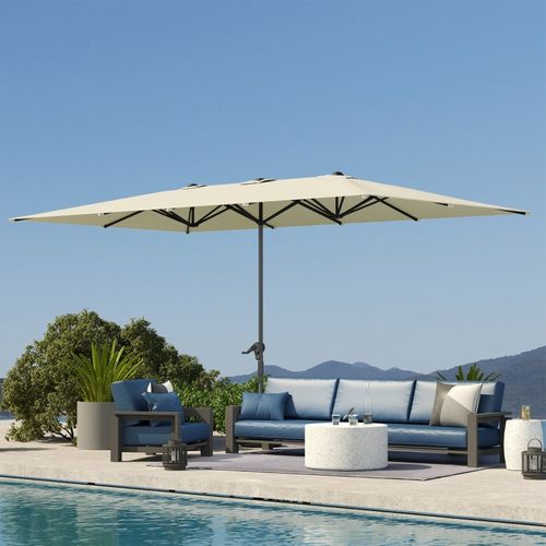 Parasol Double à Manivelle Crème 451x264 Cm Aluminium Et Polyester Uv50+