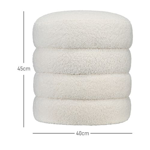 Pouf Rond Avec Coussin Rembourré, Repose-pieds élégant Crème D.40 Cm