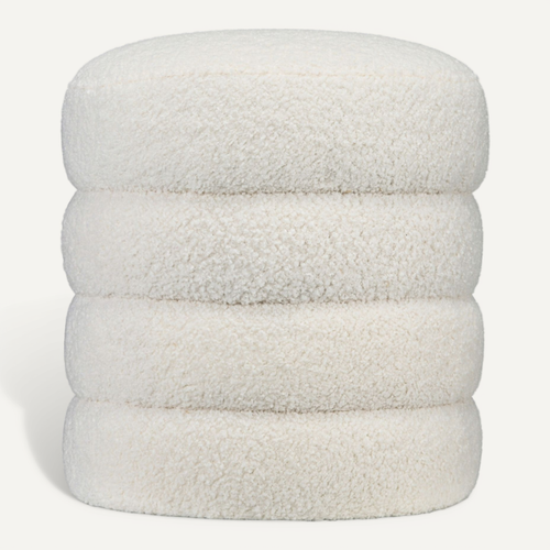 Pouf Rond Avec Coussin Rembourré, Repose-pieds élégant Crème D.40 Cm