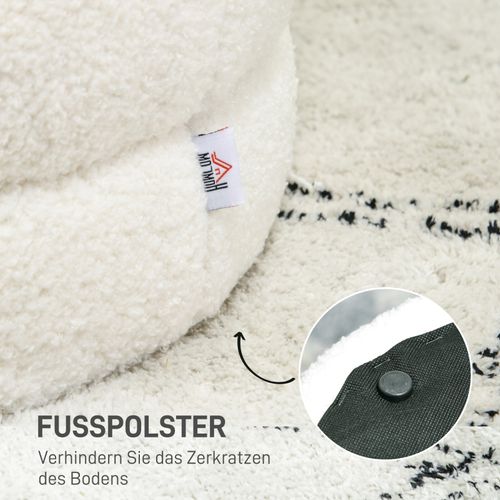 Pouf Rond Avec Coussin Rembourré, Repose-pieds élégant Crème D.40 Cm