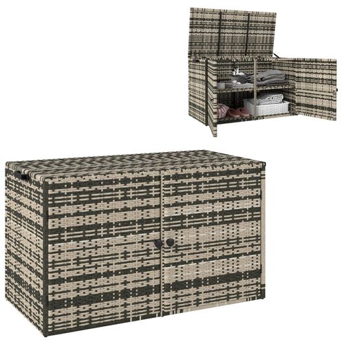 Coffre De Rangement Rattan 350l Avec 2 Niveaux Et Couvercle Pour Jardin