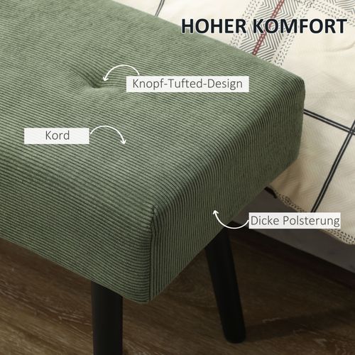 Banc Rembourré En Velours Côtelé - Vert