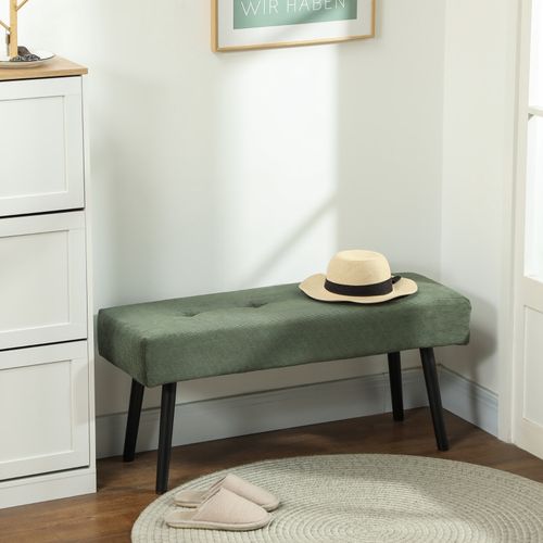 Banc Rembourré En Velours Côtelé - Vert