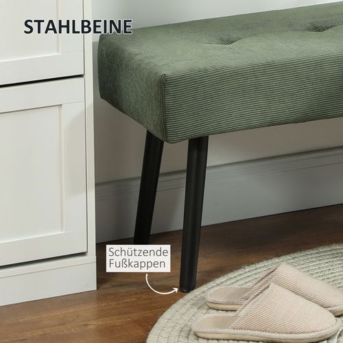 Banc Rembourré En Velours Côtelé - Vert