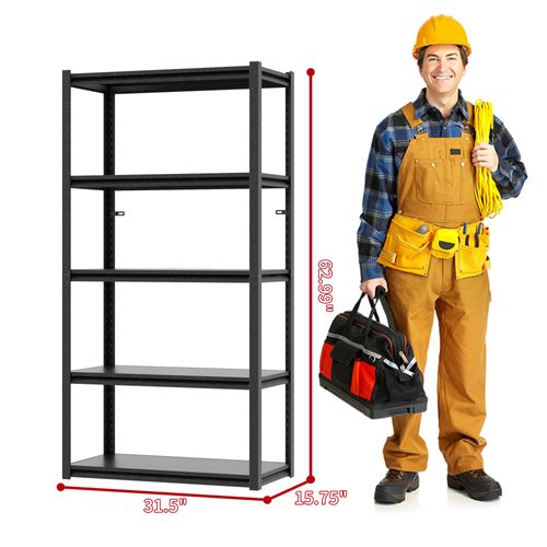 étagère Métallique Industrielle 5 Niveaux 650kg, Réglable, H160×b80×t40cm