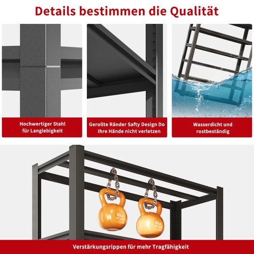 étagère Métallique Industrielle 5 Niveaux 650kg, Réglable, H160×b80×t40cm